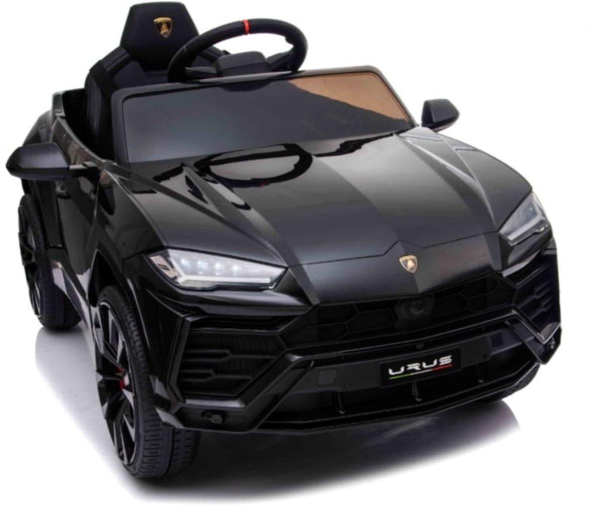 Lamborghini Urus Zwart - 1 persoons - Lederen stoel, mooie replica - incl. softstart | Elektrische kinderauto - Inclusief afstandsbediening - Gratis verzending - KiddoCars